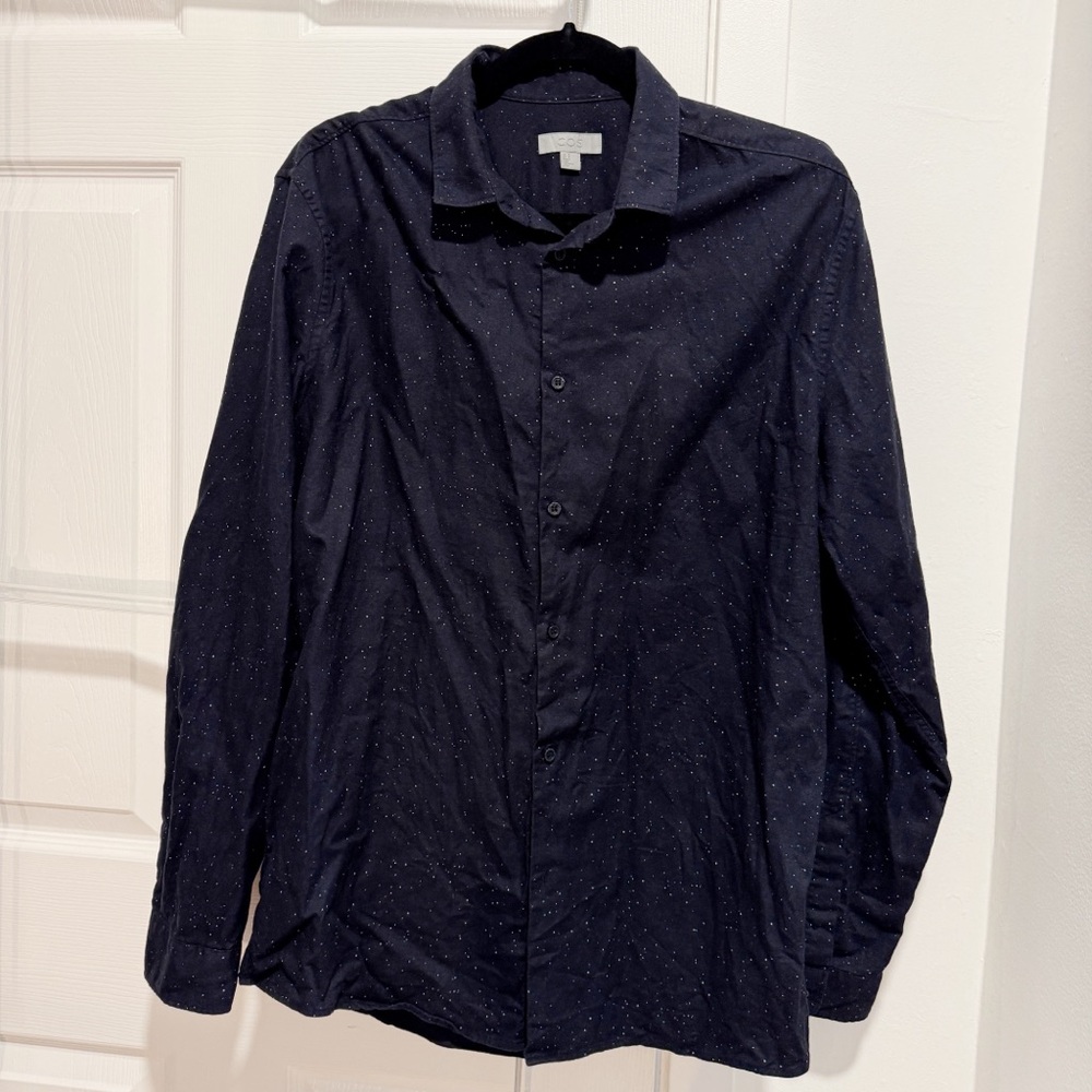 EUC COS men’s navy blue speckle flannel shirt Sz M